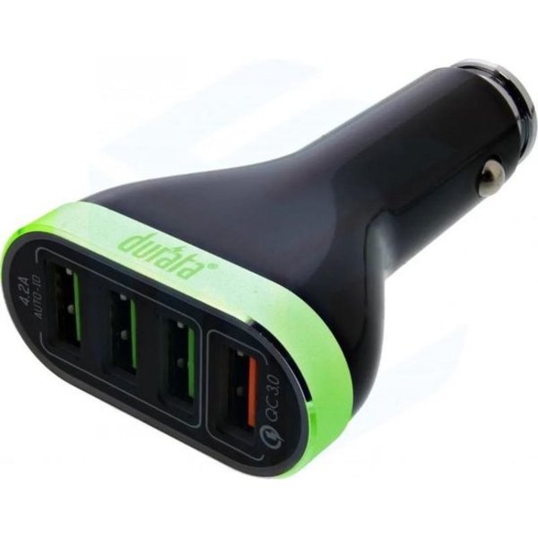 Durata Durata Adapter 6.6mAh 39W Qualcomm 3.0 Quick Charge (DR-C10) Groen 4 USB Poorten USB autolader met 1 Mini USB Kabel Voor Tomtom Navigatie