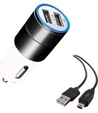 Durata Durata DR-DC858 Zwart 2 USB Poorten USB autolader 2.1A Snel Oplader Auto adapter met 1 Mini USB Kabel Voor Tomtom Navigatie