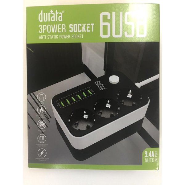 Durata Durata 6 port plus 3 stekker contactdoos