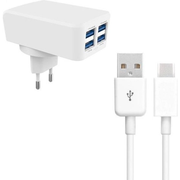 Durata Durata DR- AC62 4 USB 4.2A uitgang oplader met 1 Type C USB Kabel Voor Geschikt voor Samsung / Geschikt voor Sony / Geschikt voor Huawei / Motorola / Oppo / OnePlus / HTC / Xiaomi / Alcatel