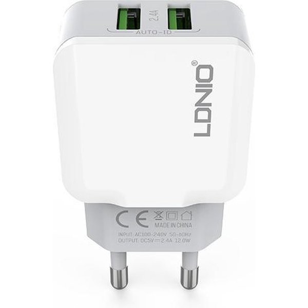 Ldnio Oplaad Stekker met 2 USB Poorten - 2.4A