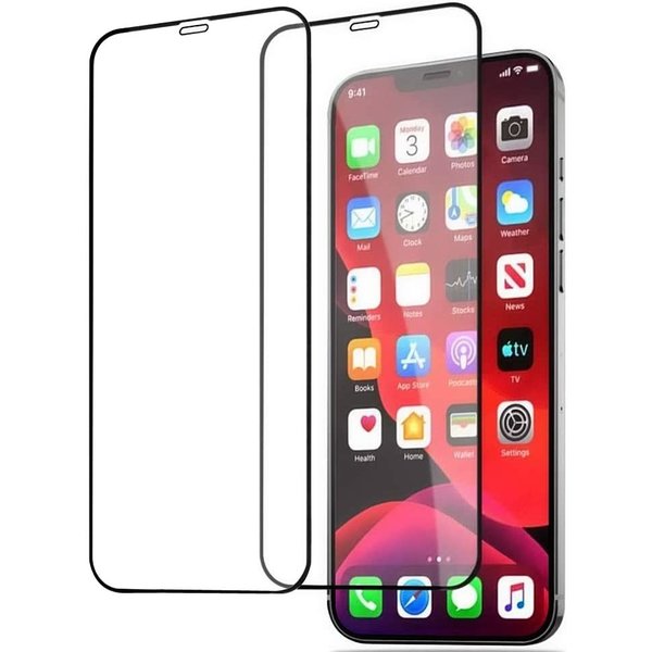 Ntech Screenprotector Geschikt voor 12 / 12 Pro Screenprotector - 2 Pack full cover Shatter-Proof tempered glass Zwart