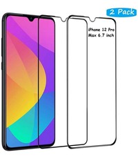 Ntech Screenprotector Geschikt voor 12 Pro Max 2 Pack full cover Shatter-Proof tempered glass Zwart