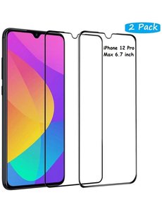 Ntech Screenprotector Geschikt voor 12 Pro Max 2 Pack full cover Shatter-Proof tempered glass Zwart