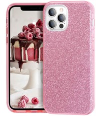 Ntech iPhone 12 Mini Hoesje - Glitter TPU Pink