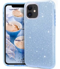 Ntech iPhone 12 Mini Hoesje - Glitter TPU Blauw