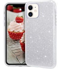 Ntech iPhone 12 Mini Hoesje - Glitter TPU Zilver