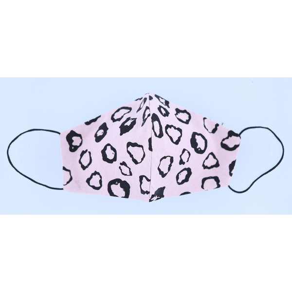 Mondkapje wasbaar van katoen - 2 laags met elastiek - Roze - Panterprint
