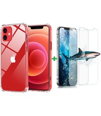 Ntech iPhone 12 Mini Hoesje TPU Schokbestendig backcover met verstevigde randen + 2 pack screenprotector