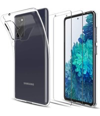 Ntech Samsung Galaxy S20 FE Transparant Siliconen hoesje Met 2 pack tempered glass