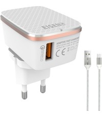 Eisenz Eisenz A1204Q Quick Charge Series - Snellader Adapter / Stekker - lader - Oplader Met Snel Opladen Functie - 18W Vermogen - Qualcomm 3.0 met iPhone Lightning kabel