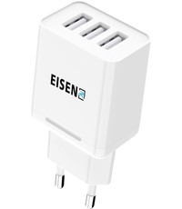 Eisenz Eisenz EZ611 USB-C 3 poorten oplader 3.1A Smart Fast Charge stekker / lader met Type C kabel