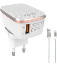 Eisenz Eisenz A1204Q Quick Charge Series - Snellader Adapter / Stekker - lader - Oplader Met Snel Opladen Functie - 18W Vermogen - Qualcomm 3.0 met Micro USB kabel