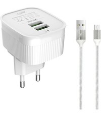 Eisenz Eisenz A201 USB-C oplader met Type C naar USB Kabel - adapter - lader - 1M - 2.4A - Wit