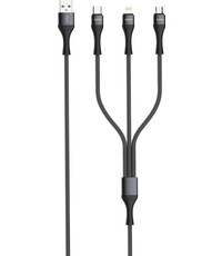 Eisenz Eisenz LC94 3 in 1 multi snellaadkabel 3.4A - Lightning iPhone - USB-C - Micro USB kabel