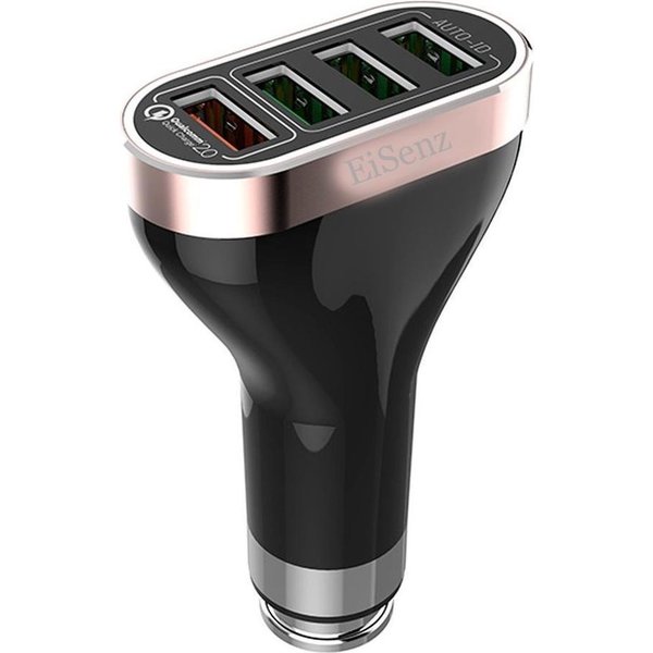 Eisenz Eisenz C701Q 4 Poorten USB Lader USB-C 7A Car Charger – Auto Oplader - Voor Tablets / Smartphones + USB Type C kabel