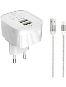 Eisenz Eisenz A201 iPhone oplader met Lightning naar USB Kabel - iPad Lader - Stekker - 1M - 2.4A - Wit