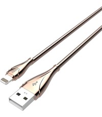 Eisenz Eisenz LS28 metalen snellader 2.4A USB kabel Lightning - oplaadkabel en data kabel 1M - Goud