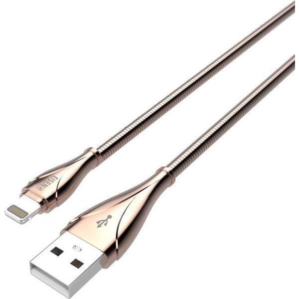 Eisenz Eisenz LS28 metalen snellader 2.4A USB kabel Lightning - oplaadkabel en data kabel 1M - Goud
