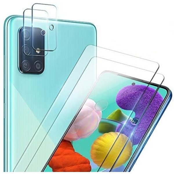 Ntech Screenprotector Geschikt voor Samsung Galaxy A41 2 stuks tempered glass - Galaxy A41 camera Lens screenprotector - 4 stuks