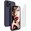 Ntech Hoesje Geschikt voor iPhone 12 / 12 Pro hoesje - Soft Nano siliconen Gel Rubber backcover Navy met 1X Glazen screenprotector