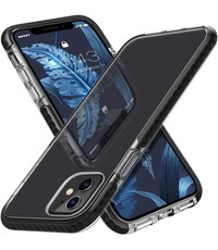 Ntech iPhone 12 / 12 Pro Hoesje Transparant Anti Shock met Bumper Zwart