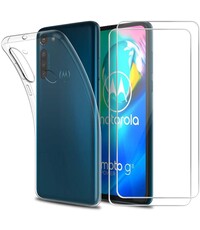 Ntech Moto G8 Power transparant hoesje - siliconen backcover met 2 pack glass