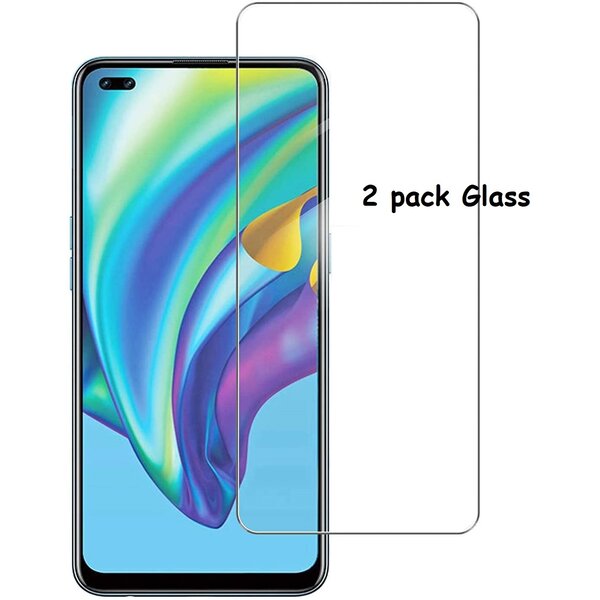 Ntech Geschikt voor Oppo Reno 4 Lite 2 pack tempered glass / screen protector
