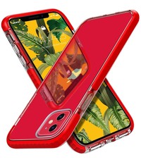 Ntech iPhone 12 Pro Max Hoesje Transparant Anti Shock met Bumper Rood