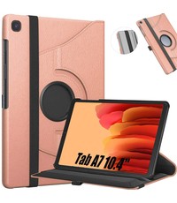 Ntech Samsung Galaxy Tab A7 360 draaibare Hoesje Rose Goud