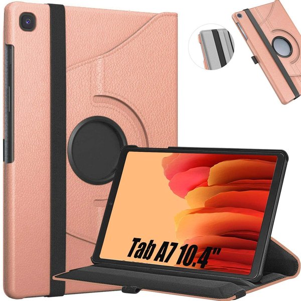 Ntech Hoes Geschikt voor Samsung Galaxy Tab A7 Hoes - 10.4 inch - (2020/2022) - bookcase draaibaar - Rose Goud