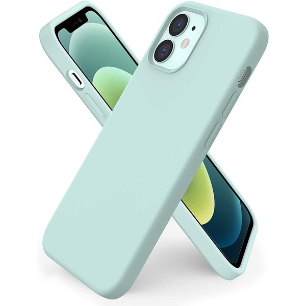 Ntech Hoesje Geschikt voor iPhone 12 Mini Hoesje - Nano siliconen Backcover - Soft TPU case met microvezel - Mint Groen