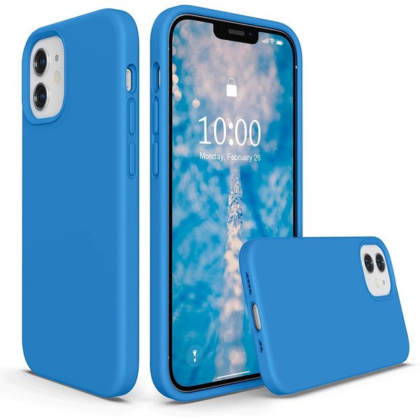 Ntech Hoesje Geschikt voor iPhone 12 Mini Hoesje - Nano siliconen Backcover - Soft TPU case met microvezel - Turquoise