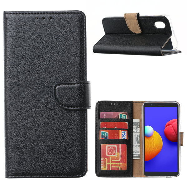 Ntech Hoesje Geschikt Voor Samsung Galaxy A01 Core Hoesje  book case met Pasjeshouder - Zwart
