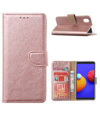 Ntech Samsung Galaxy A01 Core Hoesje - Samsung Galaxy A01 Core book case met Pasjeshouder - Rose Goud
