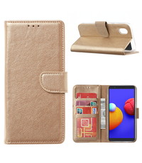 Ntech Samsung Galaxy A01 Core Hoesje - Samsung Galaxy A01 Core book case met Pasjeshouder - Goud