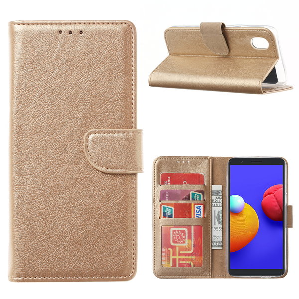 Ntech Hoesje Geschikt Voor Samsung Galaxy A01 Core Hoesje  book case met Pasjeshouder - Goud