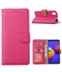 Ntech Samsung Galaxy A01 Core Hoesje - Samsung Galaxy A01 Core book case met Pasjeshouder - Pink