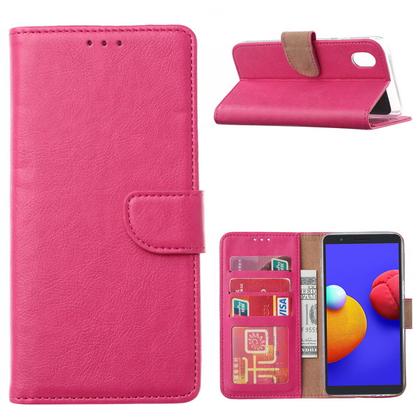 Ntech Hoesje Geschikt Voor Samsung Galaxy A01 Core Hoesje  book case met Pasjeshouder - Pink