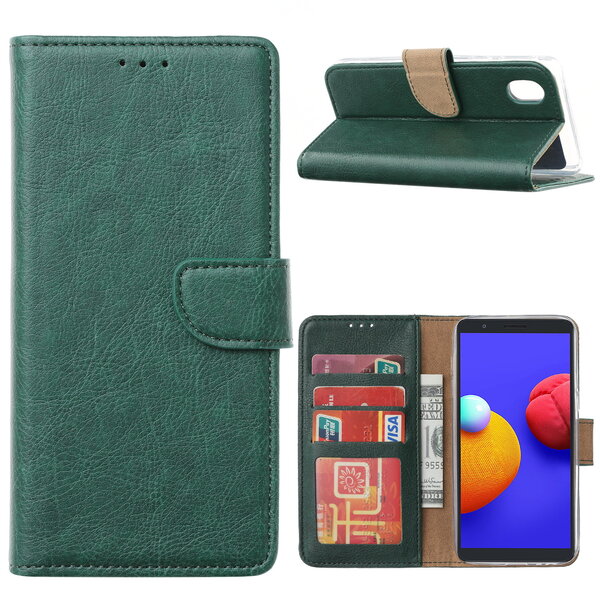 Ntech Hoesje Geschikt Voor Samsung Galaxy A01 Core Hoesje  book case met Pasjeshouder - Groen