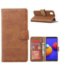 Ntech Samsung Galaxy A01 Core Hoesje - Samsung Galaxy A01 Core book case met Pasjeshouder - Bruin