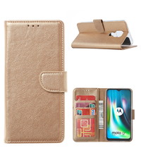 Ntech Moto G9 Play Hoesje, Moto G9 Hoesje, Moto E7 Plus Hoesje met Pasjeshouder - Goud