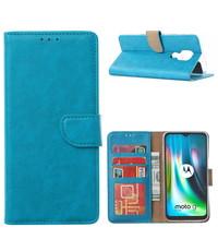 Ntech Moto G9 Play Hoesje, Moto G9 Hoesje, Moto E7 Plus Hoesje met Pasjeshouder - Blauw
