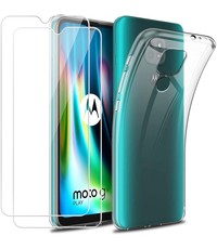 Ntech Motorola Moto G9 Play / G9 / Moto E7 Plus hoesje siliconen case met 2 pack tempered glass