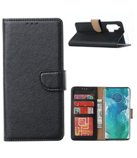 Ntech Moto Edge Plus Telefoonhoesje - Motorola Edge+ Booktype cover Walle case met pasjes - Zwart
