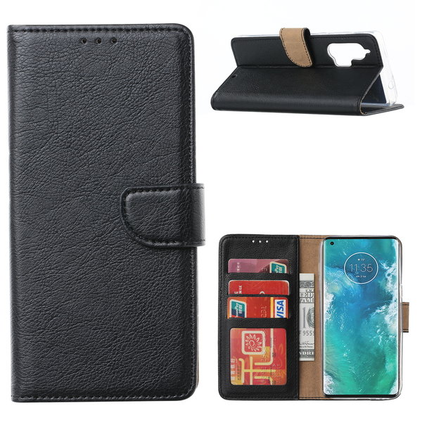 Ntech Hoesje geschikt voor Moto Edge Plus Telefoonhoesje - Hoesje geschikt voor Motorola Edge+ Booktype cover walletcase met pasjes - Zwart