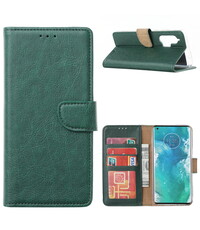 Ntech Moto Edge Plus Telefoonhoesje - Motorola Edge+ Booktype cover Walle case met pasjes - Groen