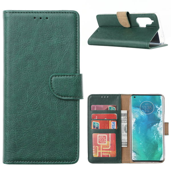 Ntech Hoesje geschikt voor Moto Edge Plus Telefoonhoesje - Hoesje geschikt voor Motorola Edge+ Booktype cover walletcase met pasjes - Groen