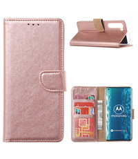 Ntech Motorola Moto Edge 5G Hoesje met Pasjeshouder - Rose Goud