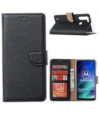 Ntech Motorola Moto One Fusion Hoesje met Pasjeshouder booktype case - Zwart